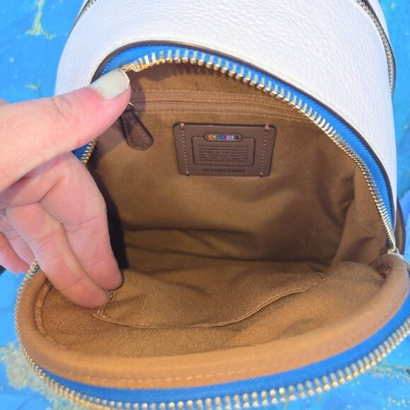 Coach Mini Court White & Rainbow Accented Backpack - Picture 10 of 11